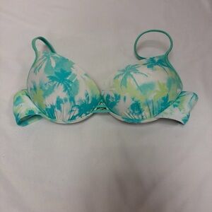 🌴 Hobie Teal and Lime Palm Print Push Up Bikini Top 🌴